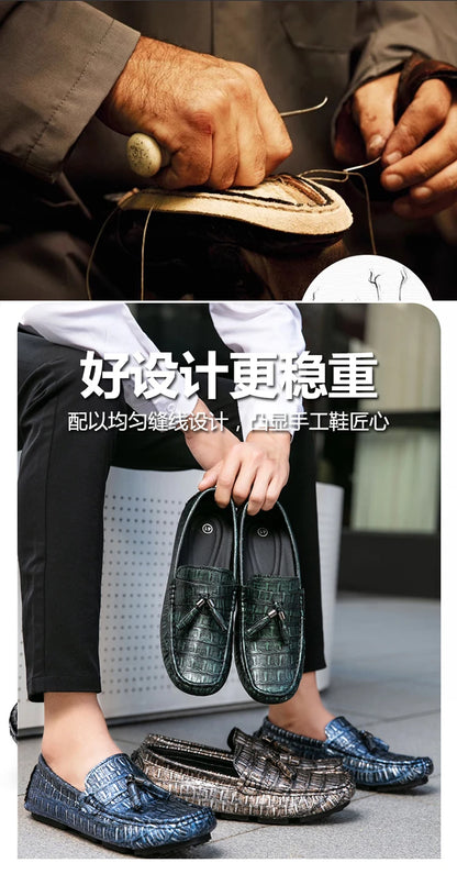 Casual Summer MenLoafers  Shoes Men's Slip-On Anti-Slip Breathable Loafers Shoes Round Toe Flat Heel Rubber Outsole PU Mens