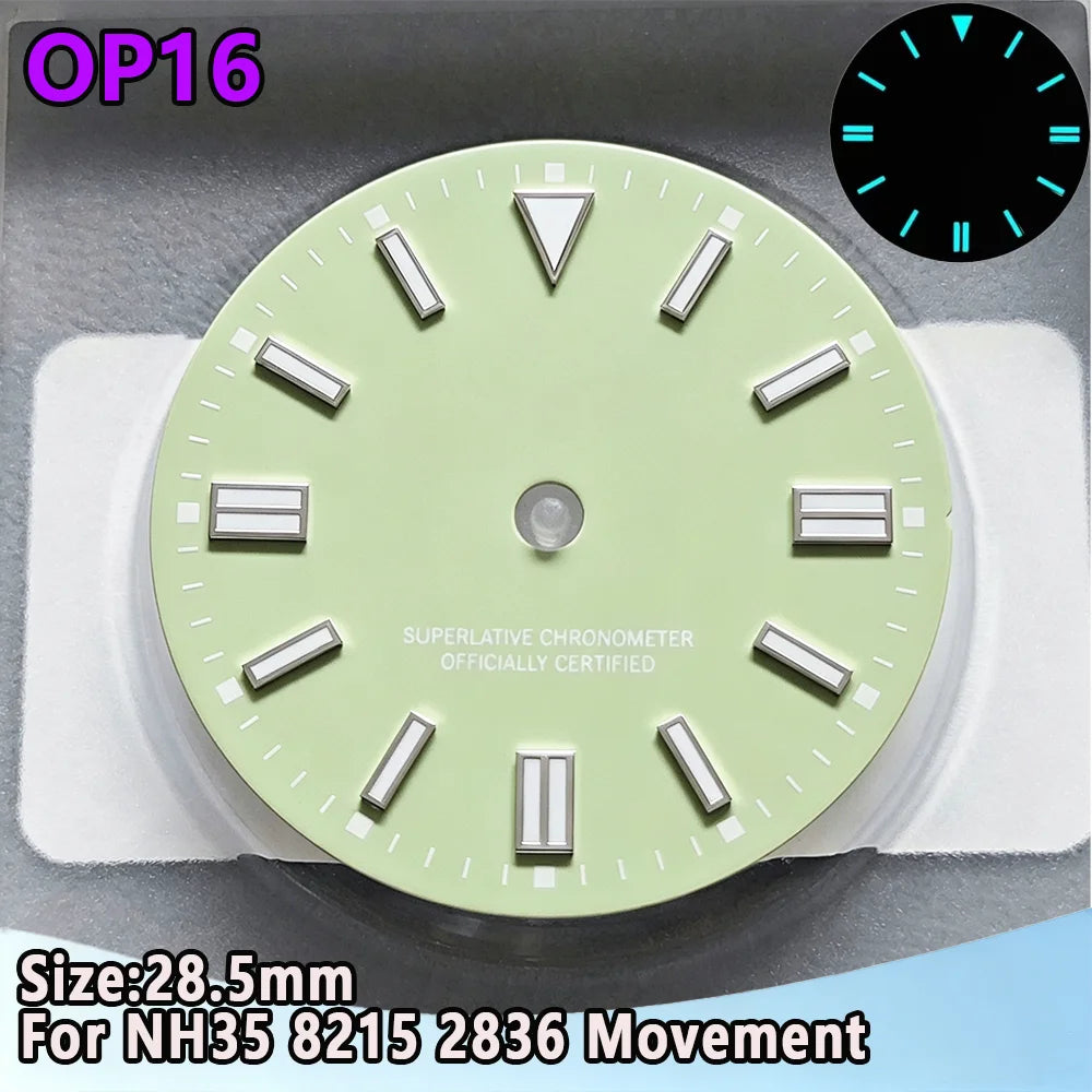 28.5mm NH35 Watch Dial Luminous Dials Single Calendar Dial Suitable For NH35 Movement Can Support DIY Dial Customization Logo