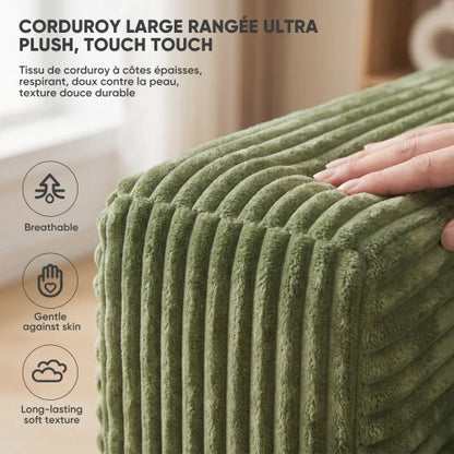 Boneless Deep Seat Double Sofa No Assembly Needed Foam Floor Cushion Sofa Plush Corduroy Fabric Apartment Bedroom Living Room
