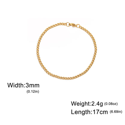 Punk Cuban Chain 3-10mm Wide Minimalist Bracelet Men Women Stainless Steel Gold Color Basic Hip Hop Figaro Chain Jewelry Gift