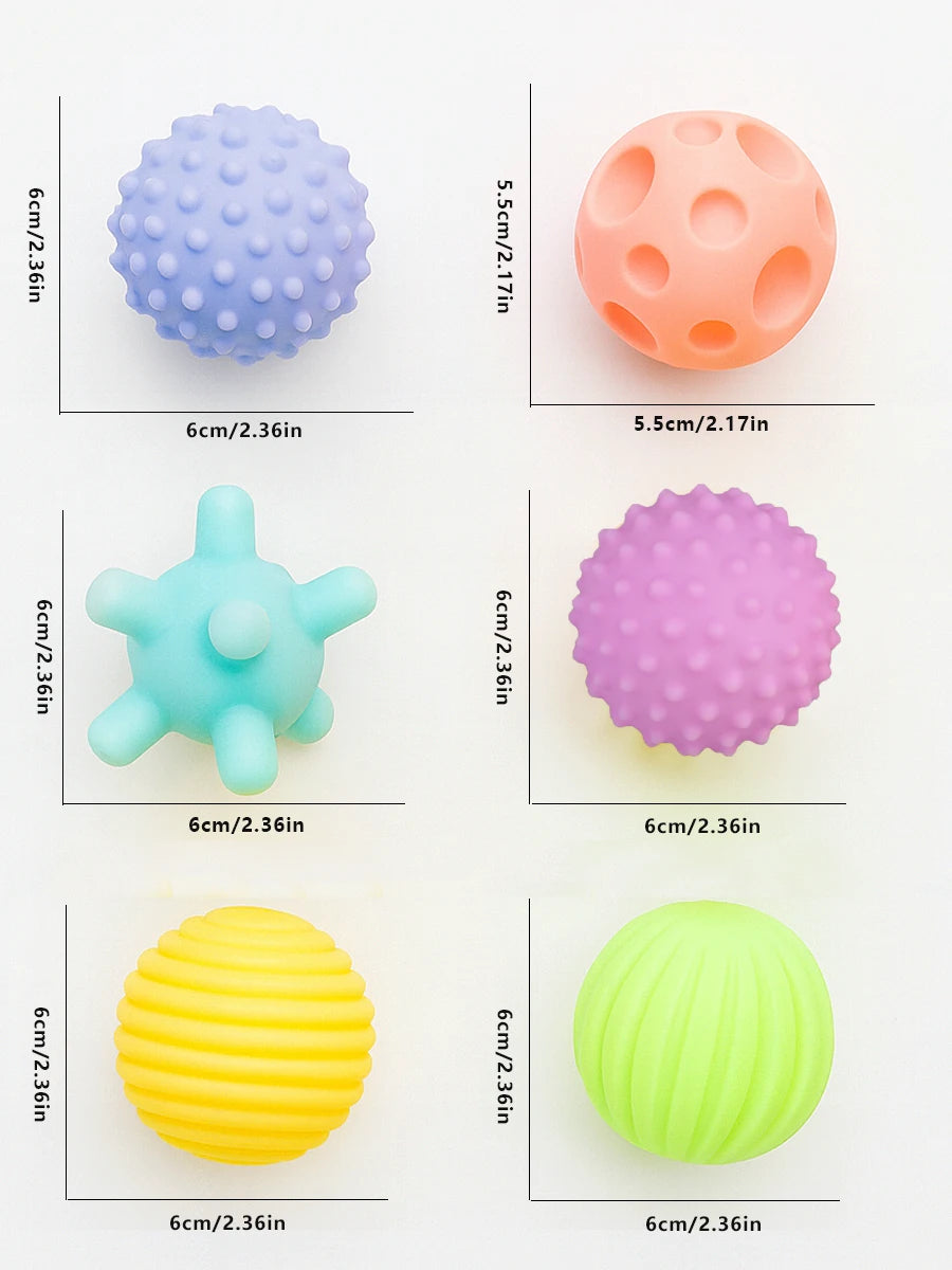 6Pcs Baby Sensory Ball, Baby Teething Toy, Montessori Early Childhood Education, Baby Water Toy Ball, Massage Ball