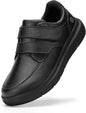 Men'S Wide Walking Shoes Hook And Loop Comfortable Leather Business Shoes Orthopedic Diabetic Shoes For Swollen Feet