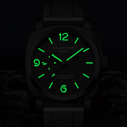 SEAKOSS GMT Super Luminous Diving Automatic Mechanical Watch Men 10ATM 1963 Seagull st2557 Movement Calendar Sapphire Wristwatch
