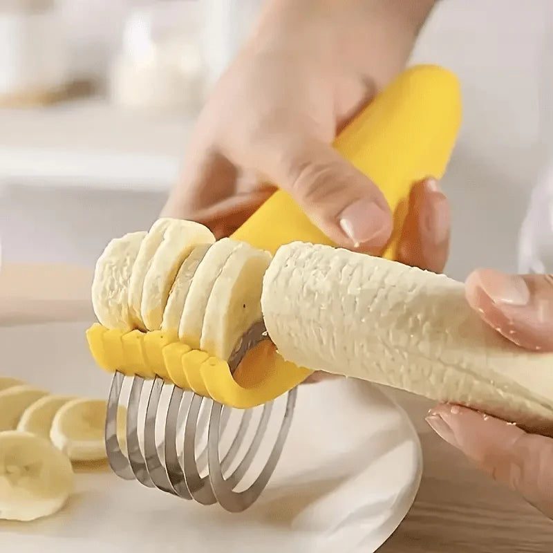 1pc Stainless Steel Manual Slicer - Food-Safe, Easy-to-Use, Round Blade for Bananas, Cucumbers & More - Durable Kitchenware