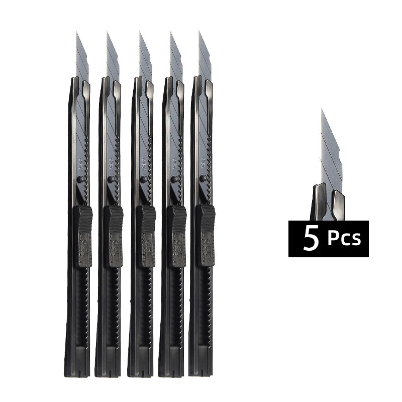 DELI 1/3/5/10Pcs Utility Knife Stainless Steel Paper Cut Box Cutter Tools Kit Retractable Anti-Slip Blades Unboxing Knife