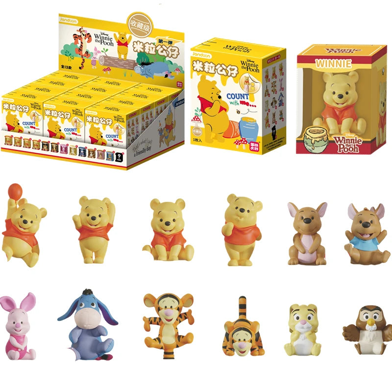 Jandoon Original Winnie the Pooh Blind Box Doll Winnie Rice Grain Tigger PIGLET EEYORE Mini Action Figure Model Toy Collection