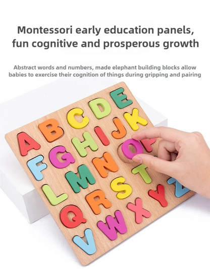 Kids Alphabetic Arithmetic Number Geometric Shapes Wooden Puzzle Montessori Preschool Learning Educational Game Toy for Children