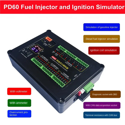 PD60 Auto Injector Fuel Injection Ignition Simulator Gasoline and Diesel Vehicle Car Computer Board ECU Maintenance Tester