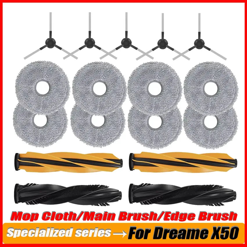 For Dreame X50 Ultra Enhanced/X50 Master/L50 Pro Ultra/MOVA V50 Ultra Main Side Brush Filter Mop Cloth Dust Bag Parts