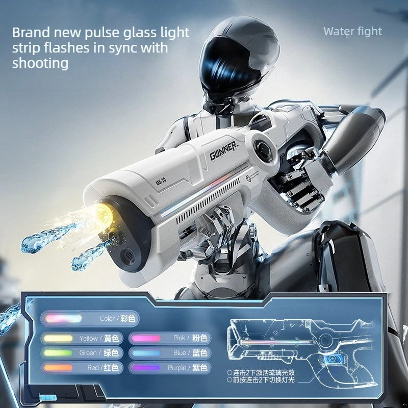 Large Electric Water Gun Toy with Light Big Capacity Automatic Water Water Spray Pistol Summer Outdoor Toy for Adult Boy Gift