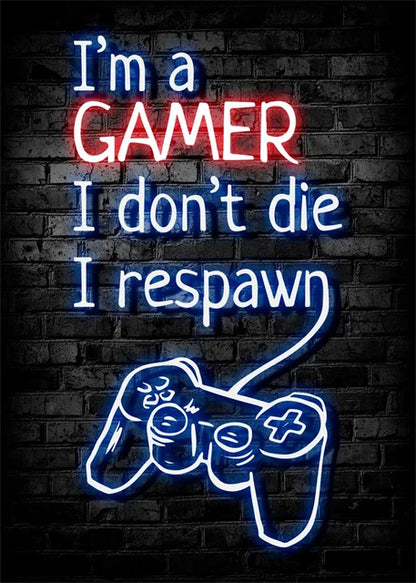 Gaming Neon Eat Sleep Game Repeat  Canvas Posters Gamer Room Decor Canvas Print Art for Home Esports Bedroom Decor Gift Painting