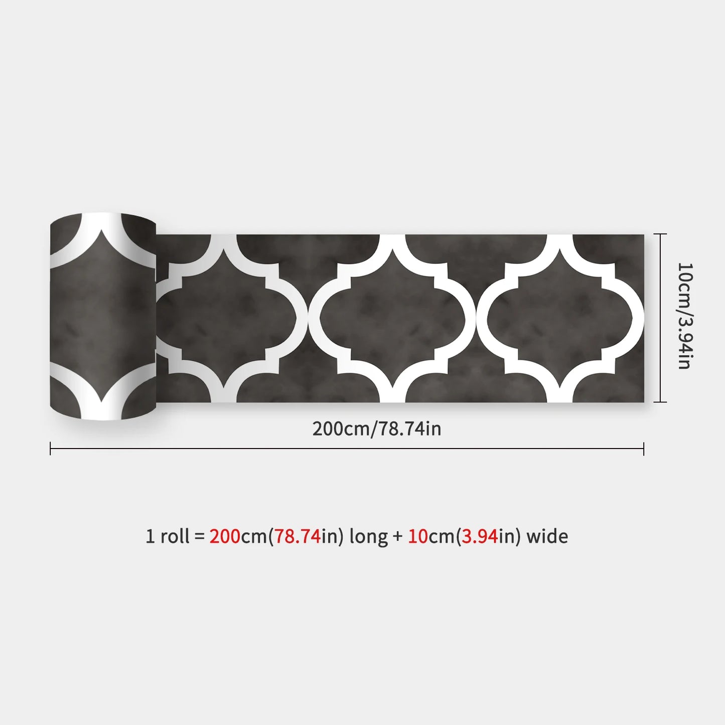 10x200cm Baseboard Sticker Moroccan Mosaic Tile Style Wall Border Sticker DIY Kitchen Bathroom Decoration Waistline Wall Sticker