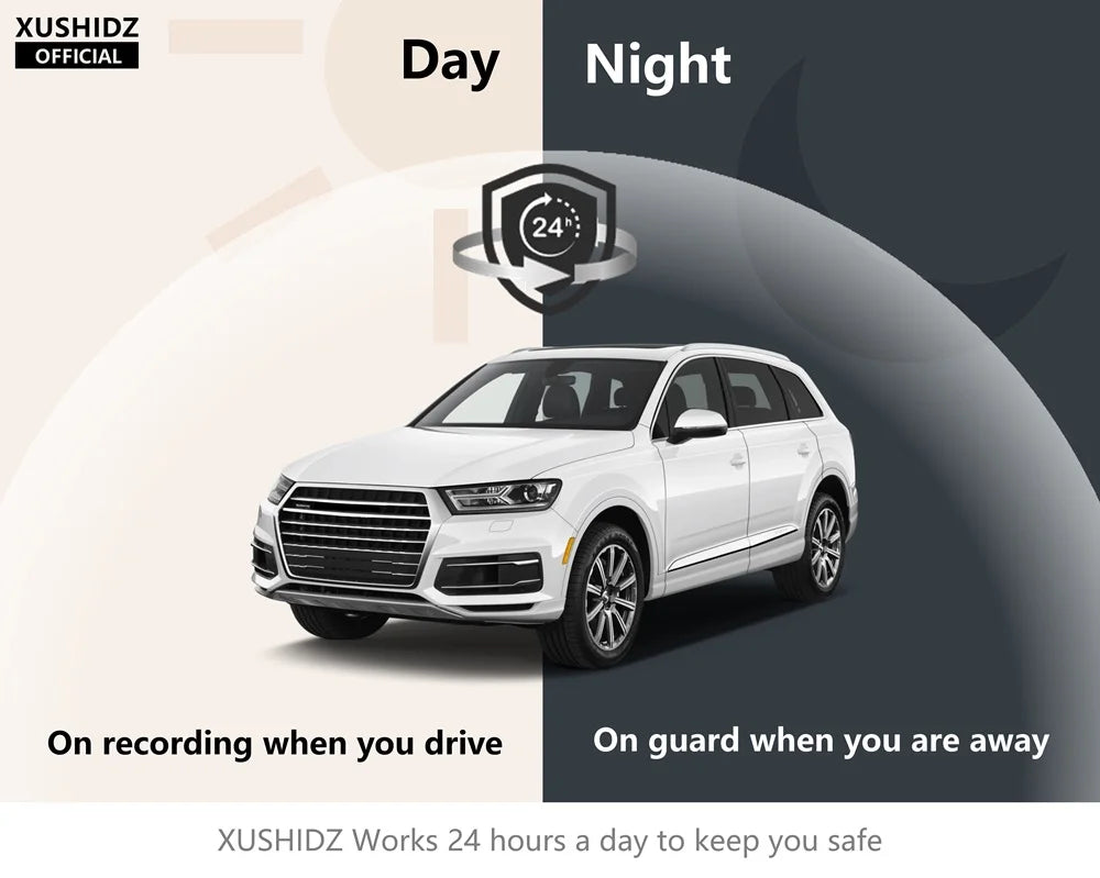 XUSHIDZ Q08 NEW 1080P HD  Car Vehicle DVR Video Recorder Dashcam 24h Parking Monitor G-sensor Dash Camera Loop Recording