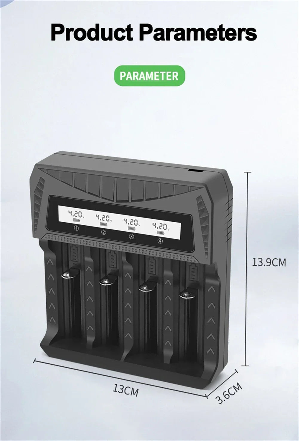 Intelligent LCD Battery USB Charger - 1/2/4 Slots for 18650 4.2V Li-ion & 1.2V Ni-MH AA/AAA Rechargeable Batteries