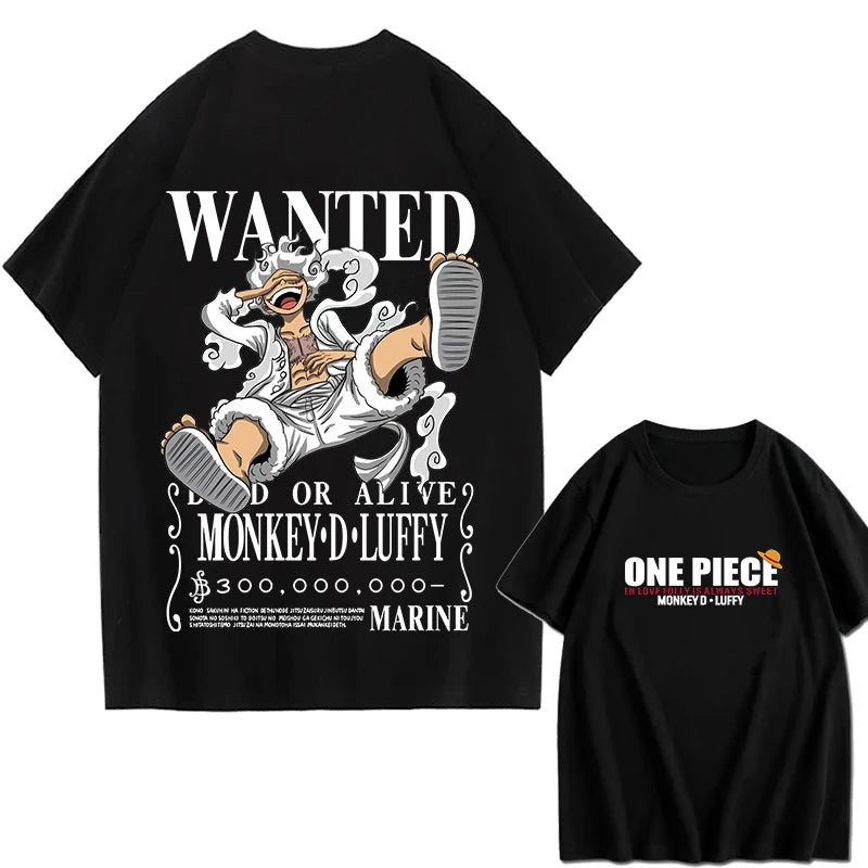 2026 New ONE PIECE Zoro Luffy Gear 5 Printed Short-sleeved Cotton T-shirt Summer Tide Pure Cotton Unisex Clothing