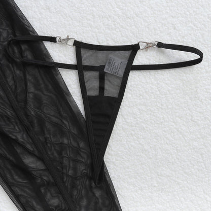 Fashionable slimming vertical stripe 2025 black silk see through sheer slim fit and sexy hanging neck jumpsuit