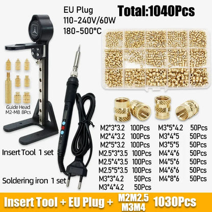 Heat Set Inserts Tool M2 M3 M4 M5 Brass Threaded Insert Nut Digital Soldering Iron for 3D Printing Plastic PCB Welding Press Nut