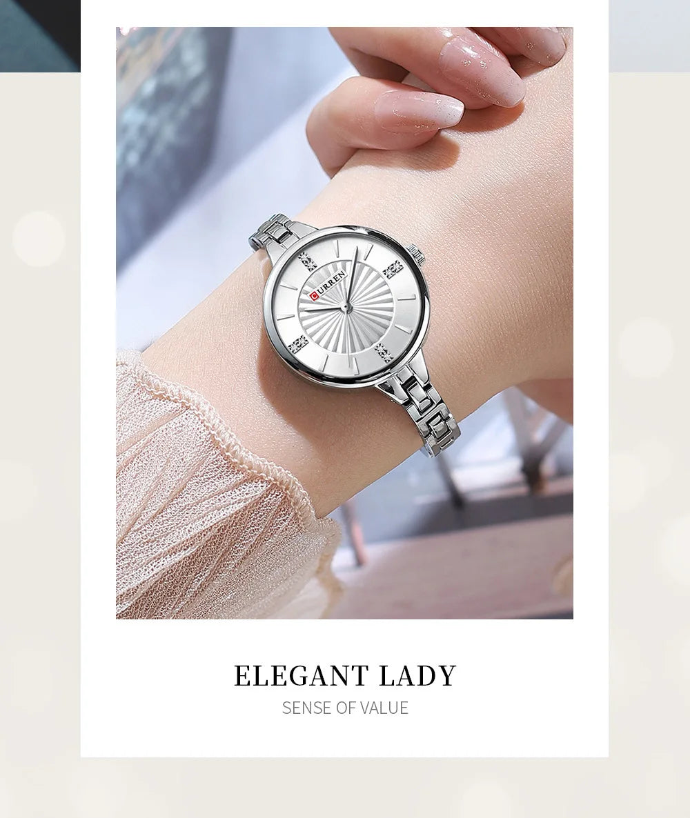 CURREN 9097 Elegant Women's Quartz Watch Luxury Stainless Steel Strap Women's Watch часы женские наручные