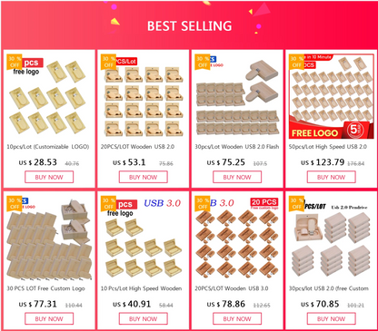 Customize Brand Logo Wood Pendrive Usb Flash Pen Drive USB 2.0 4GB 8GB 16GB Memory Stick 32GB 128MB Gifts (Over 10pcs Free Logo)
