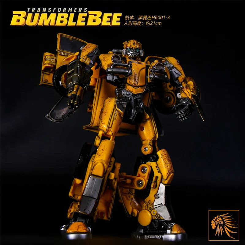 Transformable Robot 21cm Bumblebee Alloy Painted Action Figure Collectible Toy Battle Damaged Car Model Desk Ornament Boy Gift