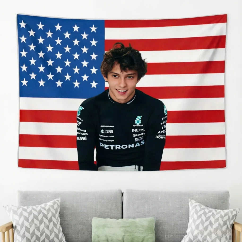 1pc K-Kimi A-Antonelli Racing Tapestry, Pink Stripe Flag Wall Hanging, Ideal for Motorsport Fans Bedroom Dorm Game Room Home