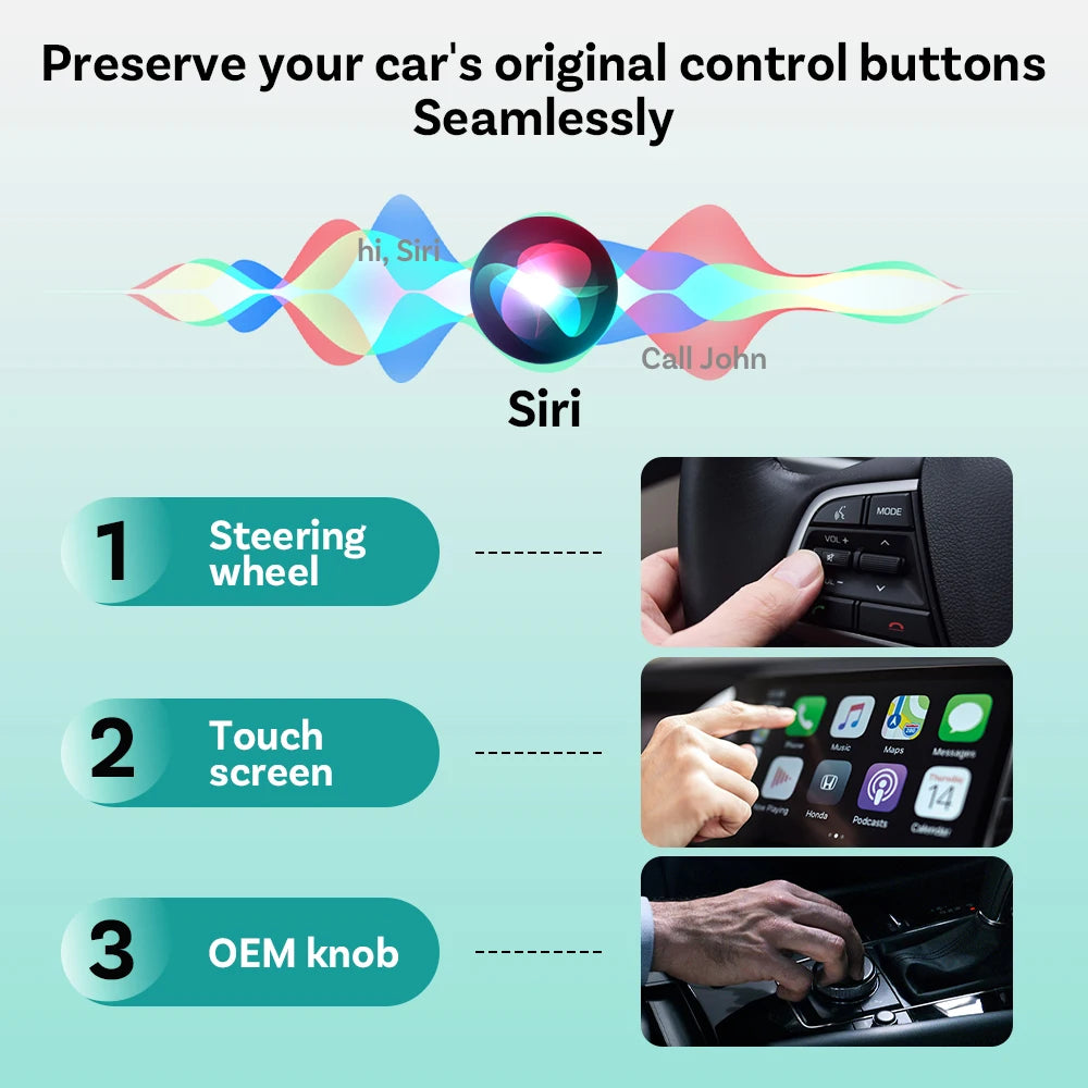 Ottocast Mini Dot 2in1 Wired To Wireless CarPlay Adapter Android Auto Dongle Smart AI Box Auto Connect Plug Play Car Accessories