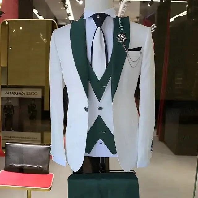 Fashion Style Wedding/Business Men's 3 Pieces Suits Slim Fit Formal Groomsmen Tuxedos Men Suits Jacket+Vest+Trousers for Party
