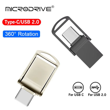 Mini Metal OTG Type C Pen Drive Usb Memory Stick 16GB 32GB 8GB usb flash card 128GB 256G 512G type-C Pendrive free shipping