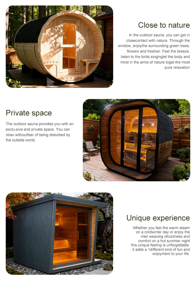 High Efficiency Insulated Outdoor Steam Sauna Stress Relief Muscle Relaxation Sauna in Stocks Customized