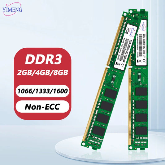 DDR3 2GB 4GB 8GB Desktop Memoria Ram PC3 1.5V 1066 1333 1600 1866Mhz Non-ECC Unbuffered 8500 10600 12800 204Pin DIMM Memory Ram