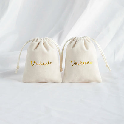 100pcs Custom Logo Jewelery Velvet Drawstring Bag Soft Champagne Velvet Suede Pouches Packaging for Wedding Party Gift Organizer