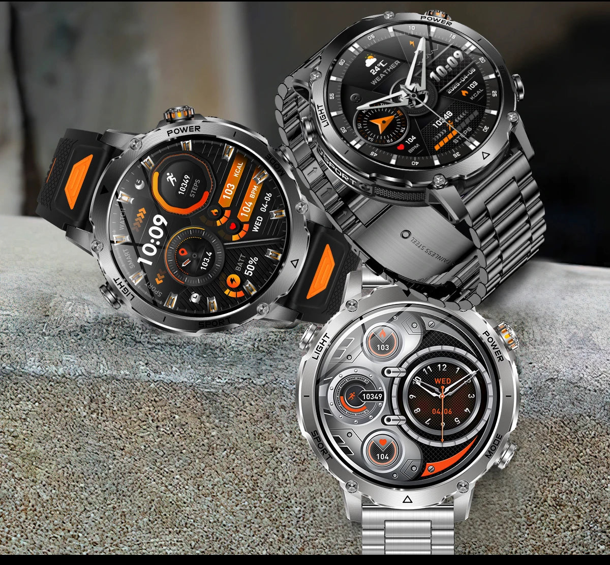Smartwatch LIGE 2026 wojskowy, bateria 1400mAh, dla mężczyzn, latarka zewnętrzna, wodoodporność IP68, pulsometr, połączenia Bluetooth, bransoletka sportowa