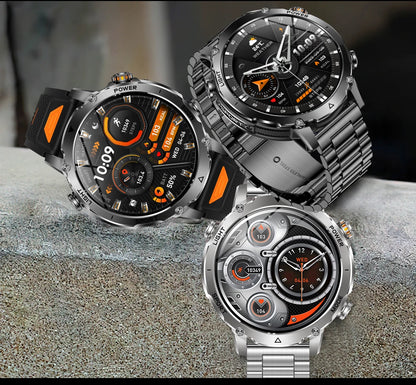 Smartwatch LIGE 2026 wojskowy, bateria 1400mAh, dla mężczyzn, latarka zewnętrzna, wodoodporność IP68, pulsometr, połączenia Bluetooth, bransoletka sportowa