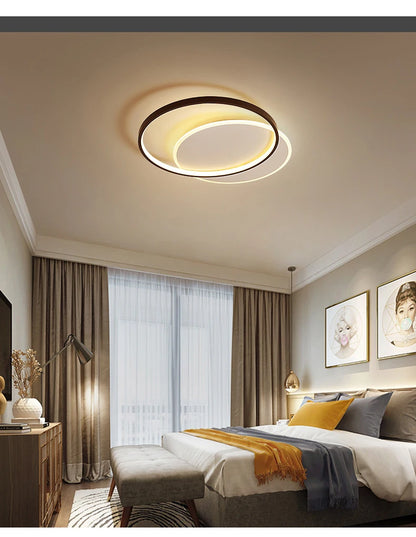 Modern Minimalist Led Ceiling Lamp For Bedroom Black White Design Ring Chandelier Living Room Study Loft Smart Light Fixtures