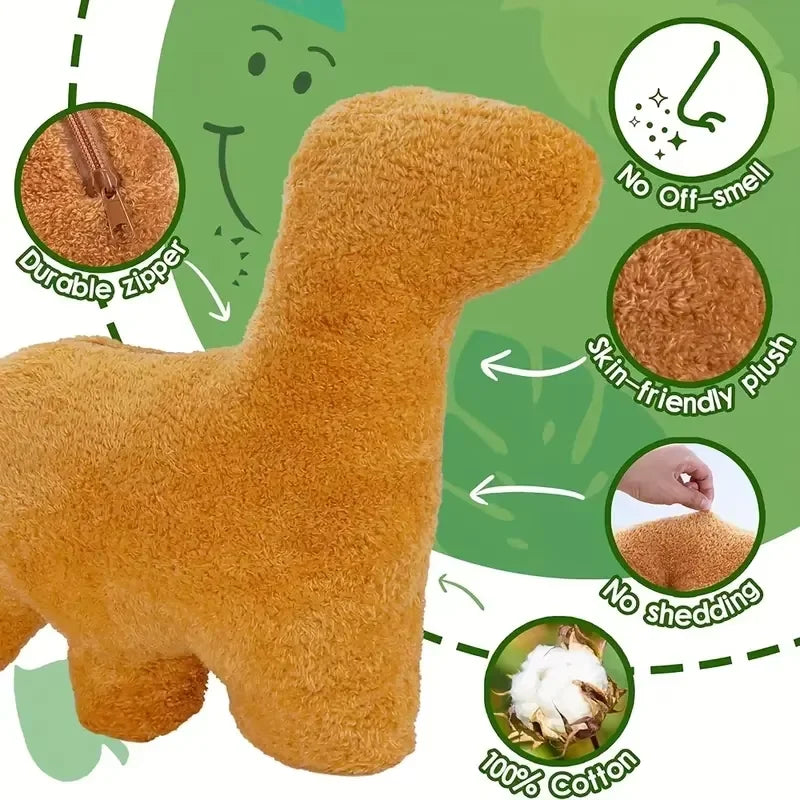 4pcs Large Dino Nugget Pillow Set Plush with Stuffed Animals Creative Dinosaur Theme Party Decoration Perfect for Christmas Gift