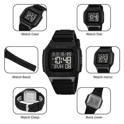 SKMEI 2456 Fashion Digital New Watch for Men Alarm Retro Sport Electronic Wristwatch LED Countdown Hand Clock Reloj Masculino