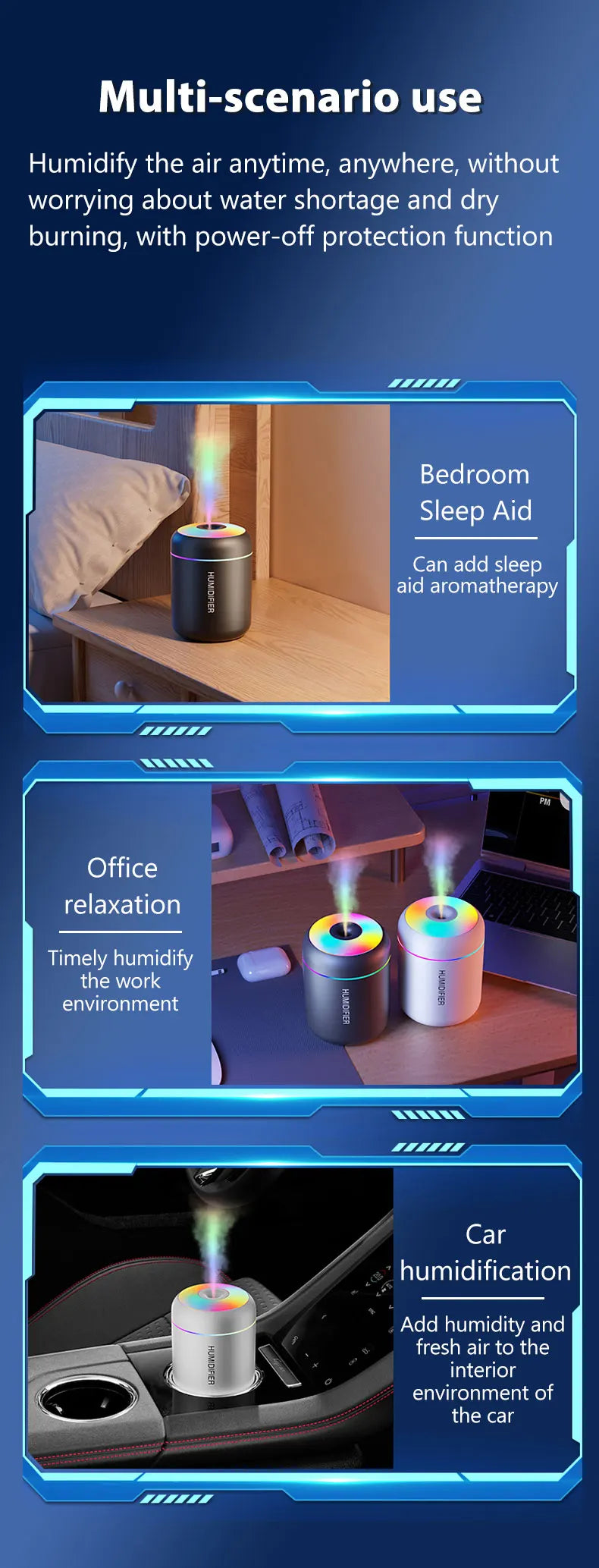 180ML Mini Air Humidifier USB Electric Aroma Diffuser Essential Oil Purifier Aromatherapy Mist Maker Lights For Car Home Bedroom