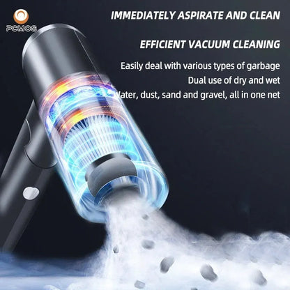 PCMOS 1PC Wireless Vacuum Cleaner Dual Use for Home and Car High Power Powerful Vacuum Cleaner Black