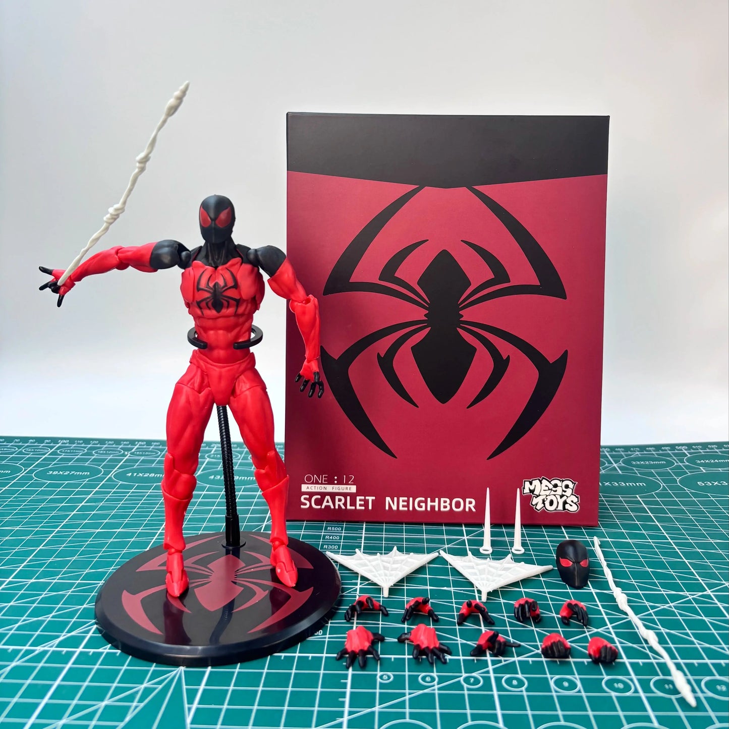 Black and Red Spider-Man Ultimate Spider-Man Fully Articulated Action Figure with Multiple Accessories Model Desktop Ornament
