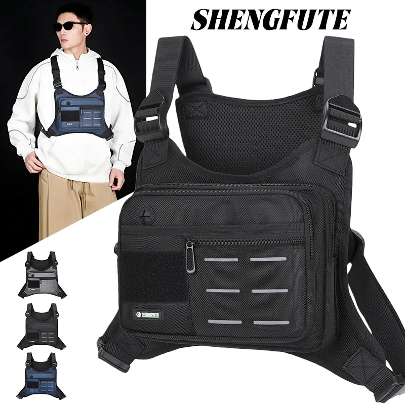Tactical Chest Rig Bag Men Waterproof Crossbody Harness Vest Molle Pouch Outdoor Hiking Cycling Running EDC Gear Storage Pack