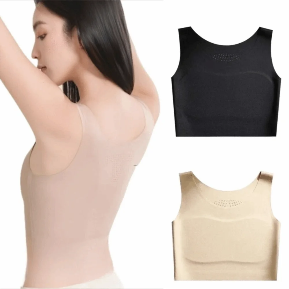 S/M/L/XL/XXL Chest Binding Underwear Ice Silk Material U Neck Design Liquid Foundation Bra Backless Style Soft Steel Ring