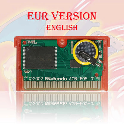 GBC/GBA EUR Version Pokemon Crystal/Yellow/Emerald/Fire Red/Leaf Green Game Cartridge Video Game Card High Quality with Battery