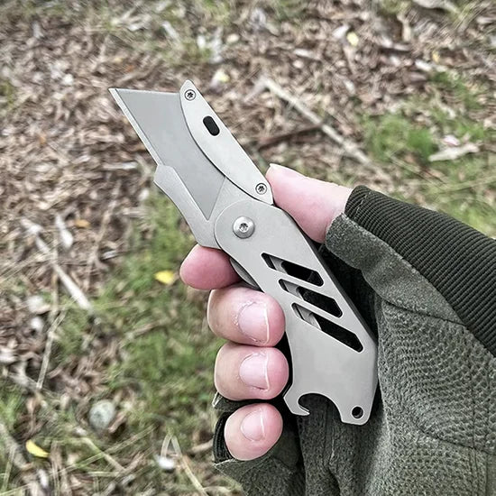 Stainless Steel Folding Utility Knife Sharp Pocket Knife With Back Splint EDC Survival Tool Corkscrew Replaceable SK5 Blade