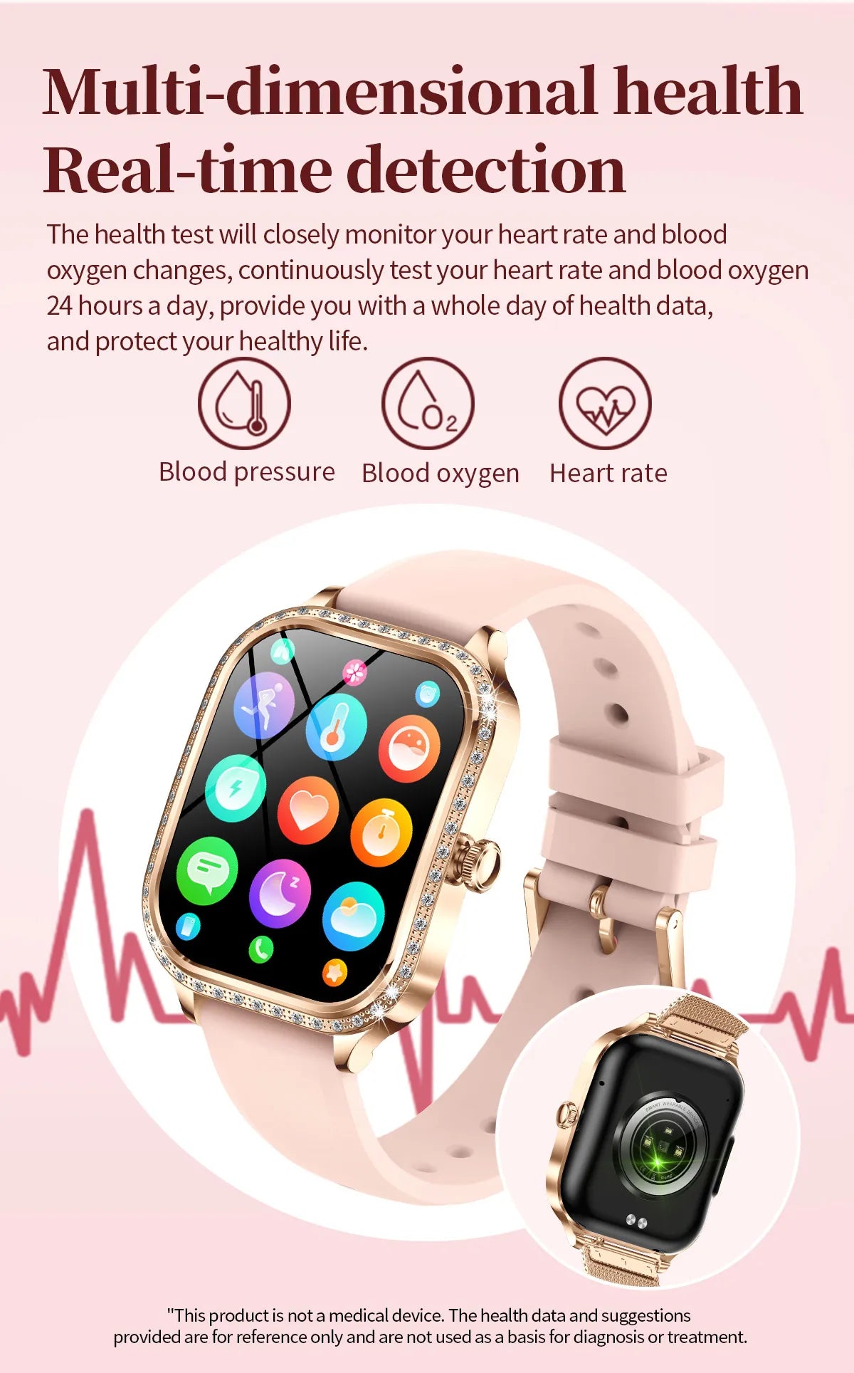 LIGE Fashion Design Women Smart Watch 1.75" Curved Screen Smartwatch Bluetooth Call Clock IP68 Waterproof Diamond Case Bracelet