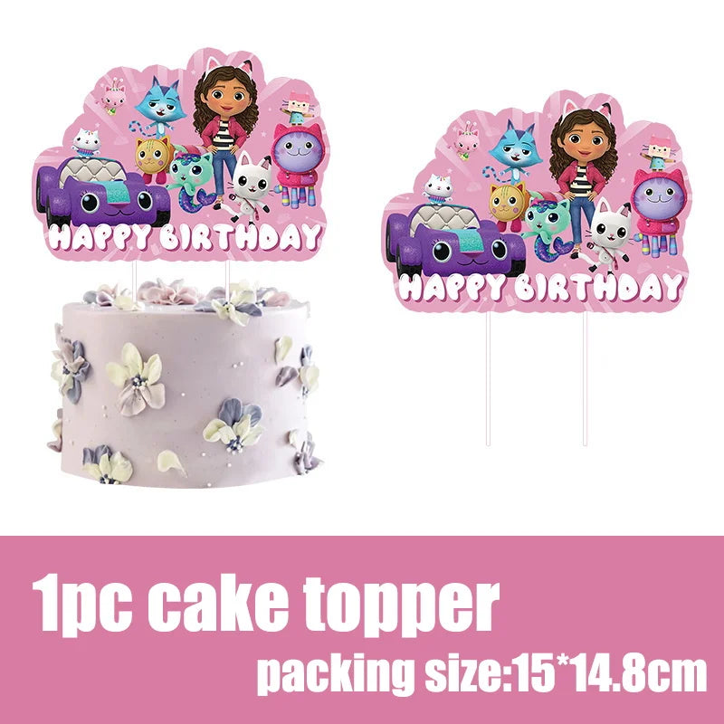 Gabby Dollhouse Birthday Party Supplies Plates Cups Tablecloth Napkins Gabby Cat Birthday Decoration Supply Kit Kids Party Favor