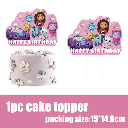 Gabby Dollhouse Birthday Party Supplies Plates Cups Tablecloth Napkins Gabby Cat Birthday Decoration Supply Kit Kids Party Favor