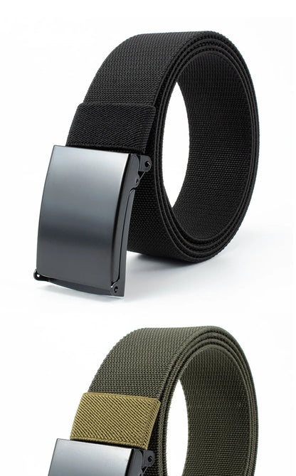 Men's Belt Nylon Tactical Belt Metal Buckle Woven Elastic Belt Outdoor Training With Pants Jeans Belt Leisure Woven Belts Unisex