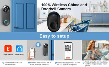 Bezprzewodowa kamera dzwonkowa 1080P WiFi Smart Door Bell Tuya Smart Home Security Detekcja ruchu Night Vision Intercom Dzwonek