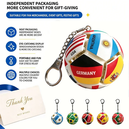 USA Mexico Canada All Country Flag Football Keychain Fidget Stress Ball Squishy Decompression Toy Anxiety Relief Fan Souvenir