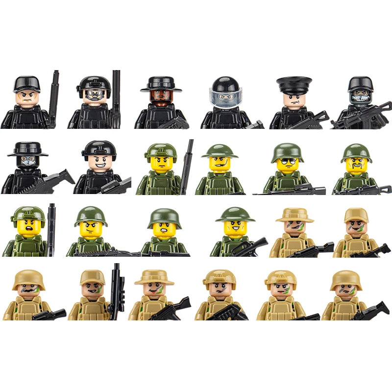 City character building block figure set, little block people, block accessories, engineer, doctor, firefighter, kids' toy